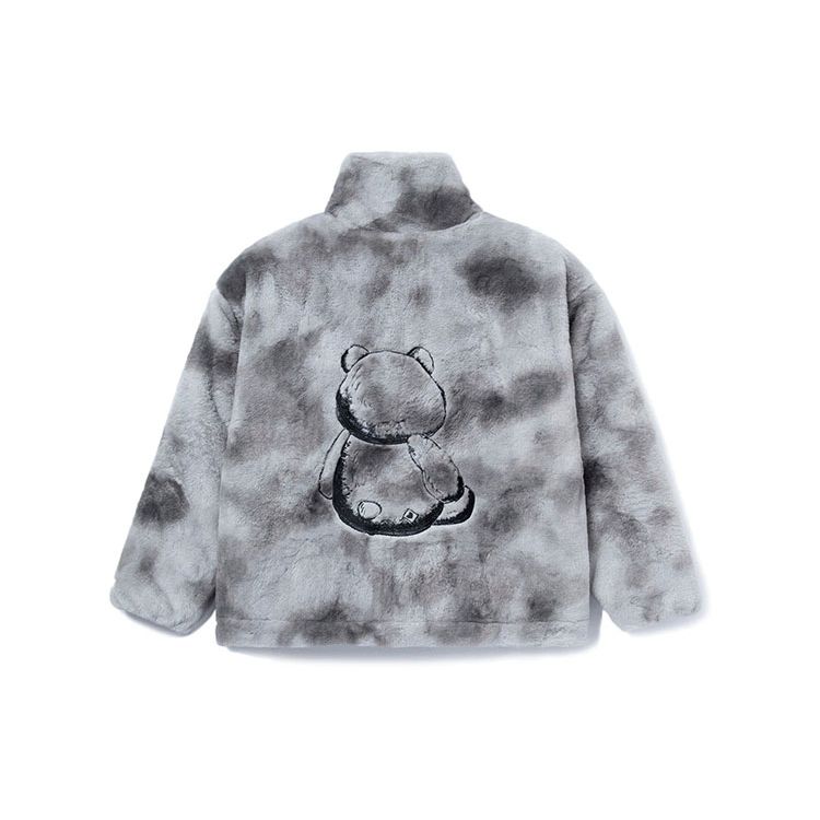 Li-Ning X Disney Toy Story Collection Strawberry Bear Embroidered Plush Warm Tie-Dye Cotton Jacket Women Outerwear Black AFMR008-3