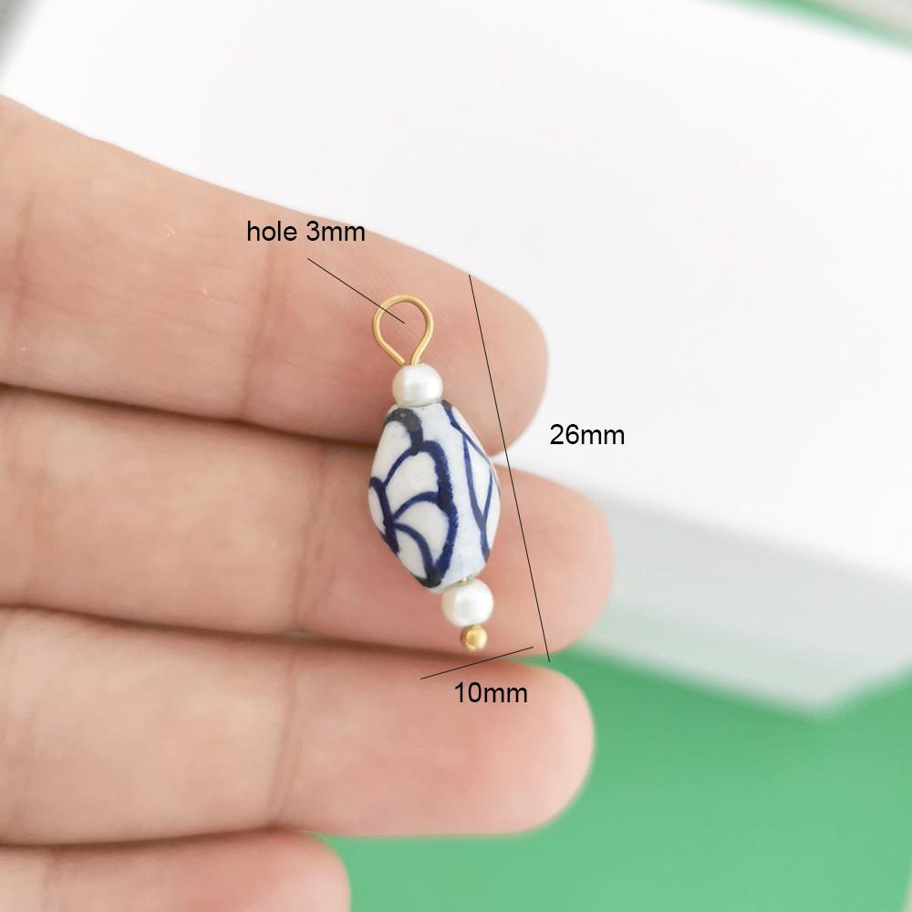1pc Ceramics Pendant Charm Fish Heart Flower Conch Star Fruits Necklace Stainless Steel Geometric Imitation Pearl