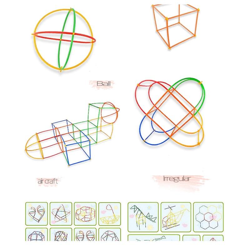 Straw Puzzle Children Intelligence Diy Parentchild Interactive Assembling Toys
