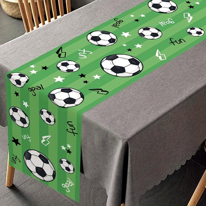 Soccer Party Linen Table Runner Home Table Decor Washable Soccer Theme Game Day Kitchen Dining Table Runner Sports Party Decor