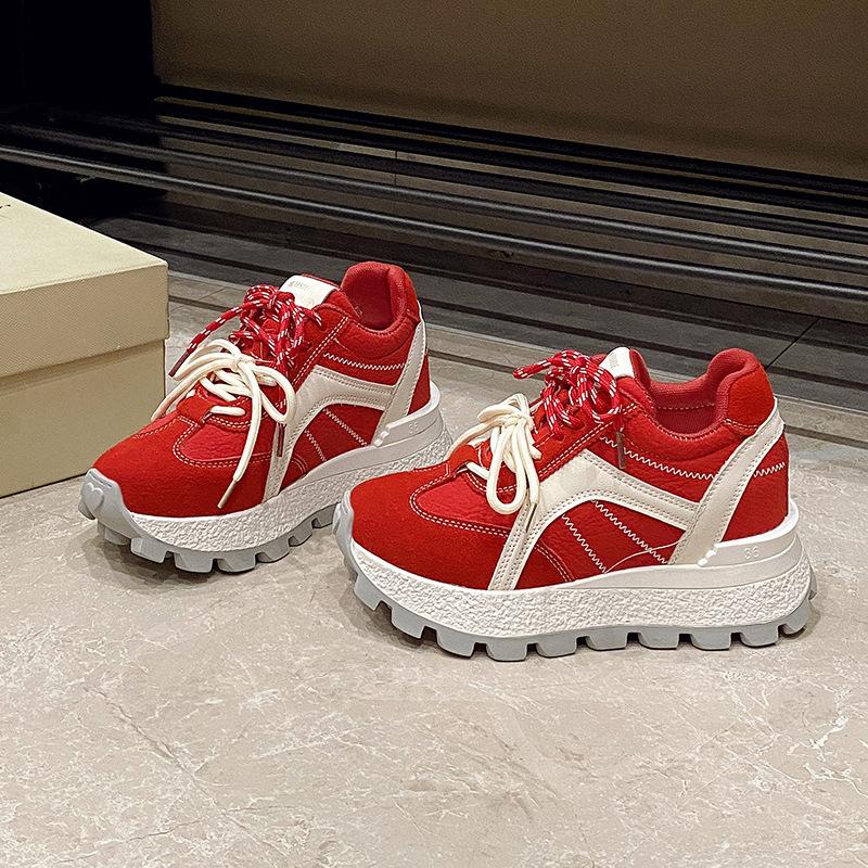 2025 autumn new German training shoes waterproof table fashion casual shoes autumn ins women's shoes round head height Forrest Gump shoes women
