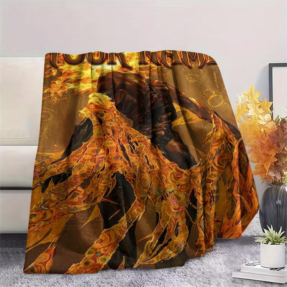 1PC Custom Name Elden Ring Patterned Flannel Blanket Suitable For All Seasons for Home Decor Warmth and Comfort Gifts Holiday Present