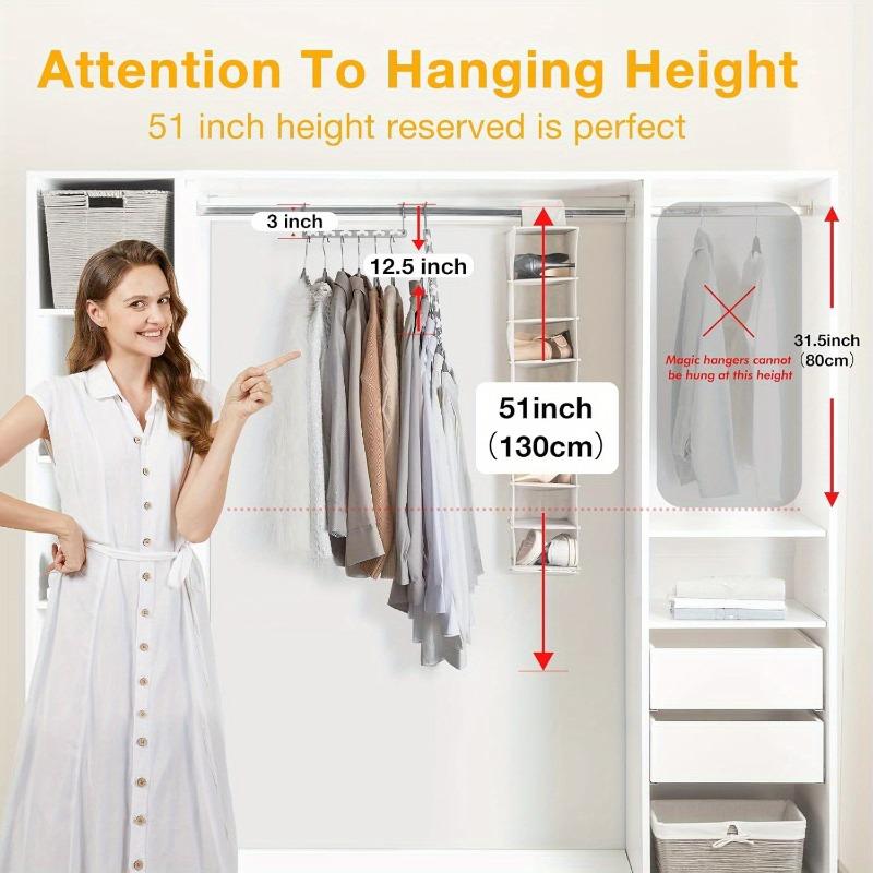 10pcs Metal Space-Saving Clothes Hanger Holder(26cm Silvery) Multi-Hanger Organizer with Magic Hooks Design for Wardrobe Closet