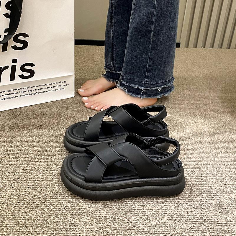 Sandals women's 2025 new summer Internet celebrity outer wear fashionable versatile platform fairy with skirt Roman beach shoes