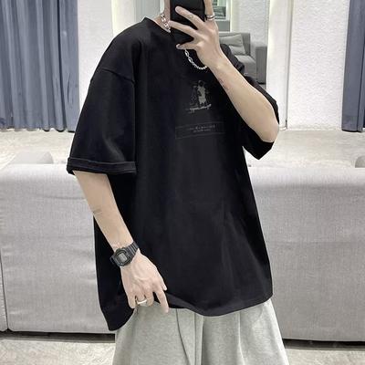 M-8XL Erkekler Kısa Kollu Tişört Artı Boyutu Mektup Grafik Baskı T Gömlek Erkekler Trendy Retro Üst Yuvarlak Boyun Trendy Retro Tees