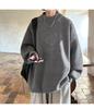 Men's Trendy Loose Round Neck Sweater - Spring/Autumn Solid Color Knitwear, Hong Kong Style Casual Outerwear