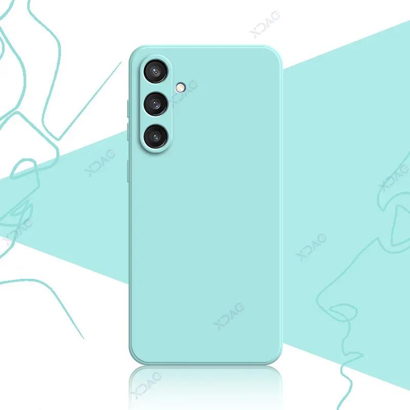 Coques Carrées de Luxe en Silicone Liquide pour Samsung S24 Plus Ultra SamsungS24 S24Plus S24Ultra 5G 360 Protection Douce Boîtier