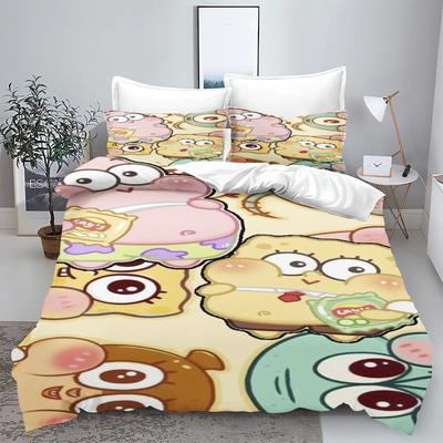 Quilt Cover Set Yellow Sponge 100% Polyester Sea Star 3D Children'S Bedding Sets King Size Bedding Comforter