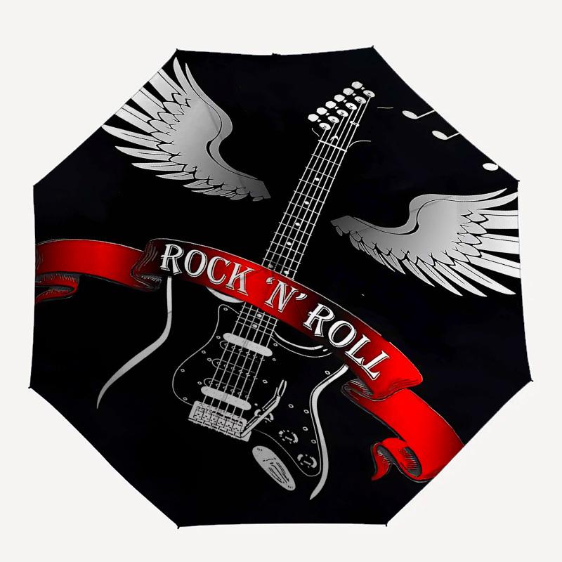 

1pc rock n roll Automatic Open/Close Umbrella with 8 Rib Windproof Canopy,Compact & Portable Travel Umbrella,10318
