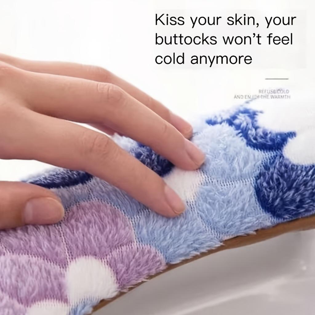 1pc Plush Toilet Seat Cover Thickened Autumn & Winter Comfort Warmer Washable Mat Cover Pad Cushion Seat