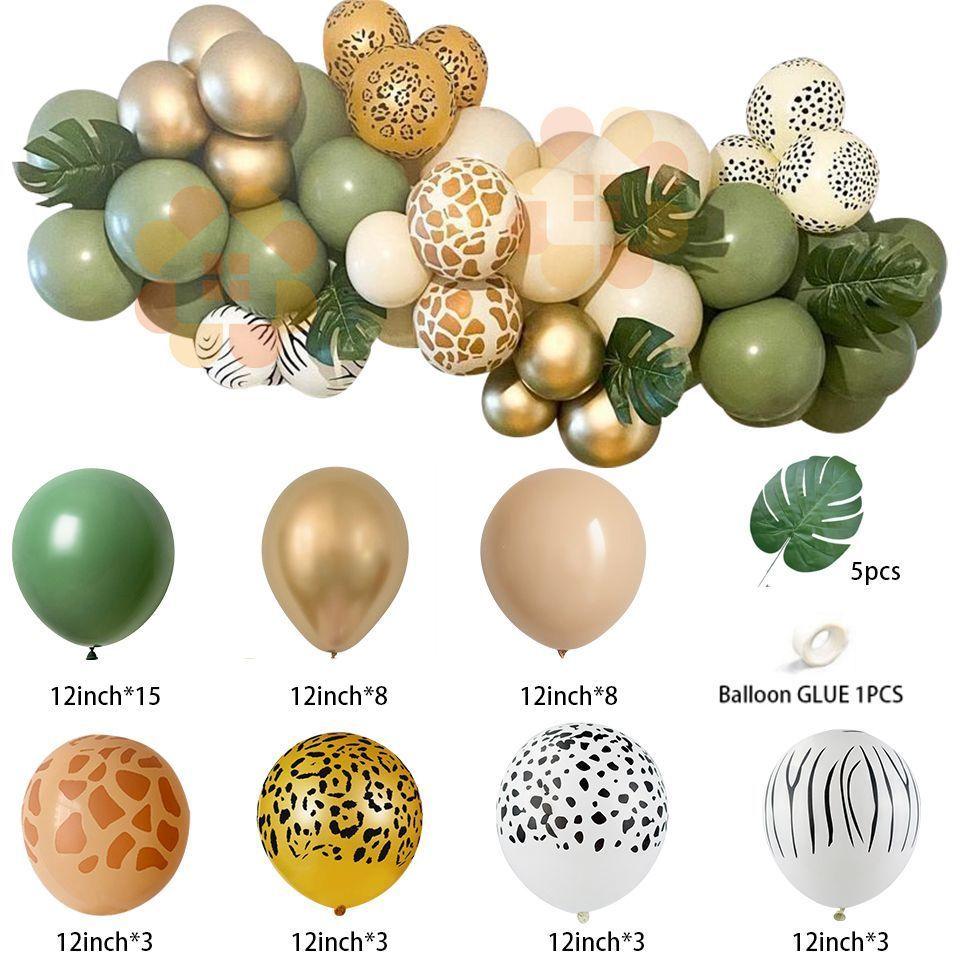 

28 шт. 1-9 воздушный шар с зеленым номером Лев Обезьяна фольгированные шары башня дети сафари в джунглях день рождения животное украшение для вечеринки DIY as shown in pic