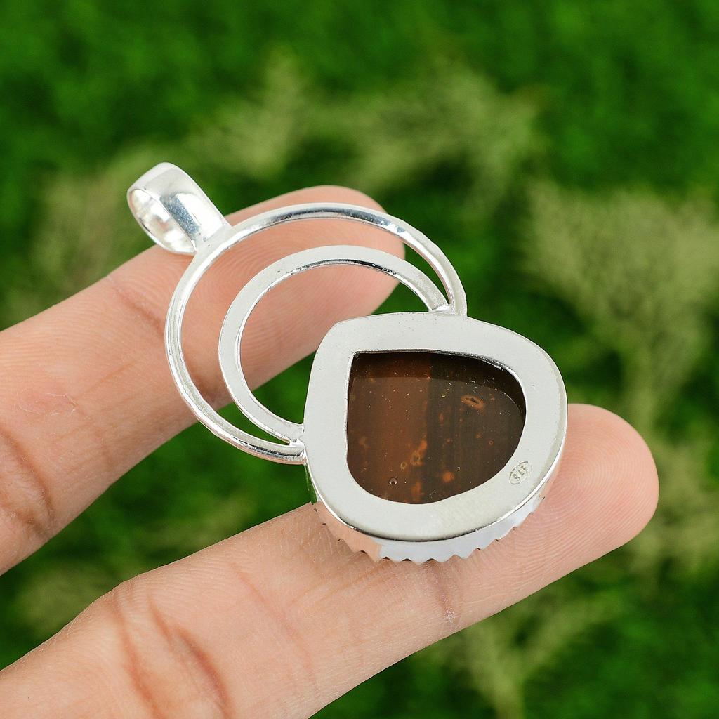 Daughters Day Deal 925 Sterling Silver Red Snakeskin Jasper Stone Sister Pendant