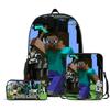 Popular Minecraft 3-Piece Set: Backpack, Messenger Bag, and Cartoon Pencil Case - Lightweight, Splash-Proof, Large Capacity