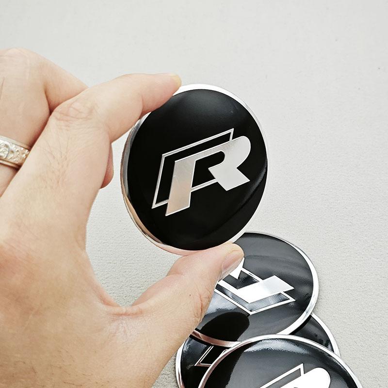 2026 Hot For VW VOLKSWAGEN 4pcs 65mm Car Hub Center Wheel Caps Sticker Logo R Badge Decal For Volkswagen VW Sagitar Passat Beetl