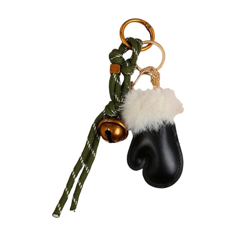 Süßer Taschenanhänger Schlüsselanhänger Glöckchen Handschuhe Geflochtenes Seil Schlüsselanhänger Taschenanhänger für Rucksack Handtasche Handtaschen-Dekoration