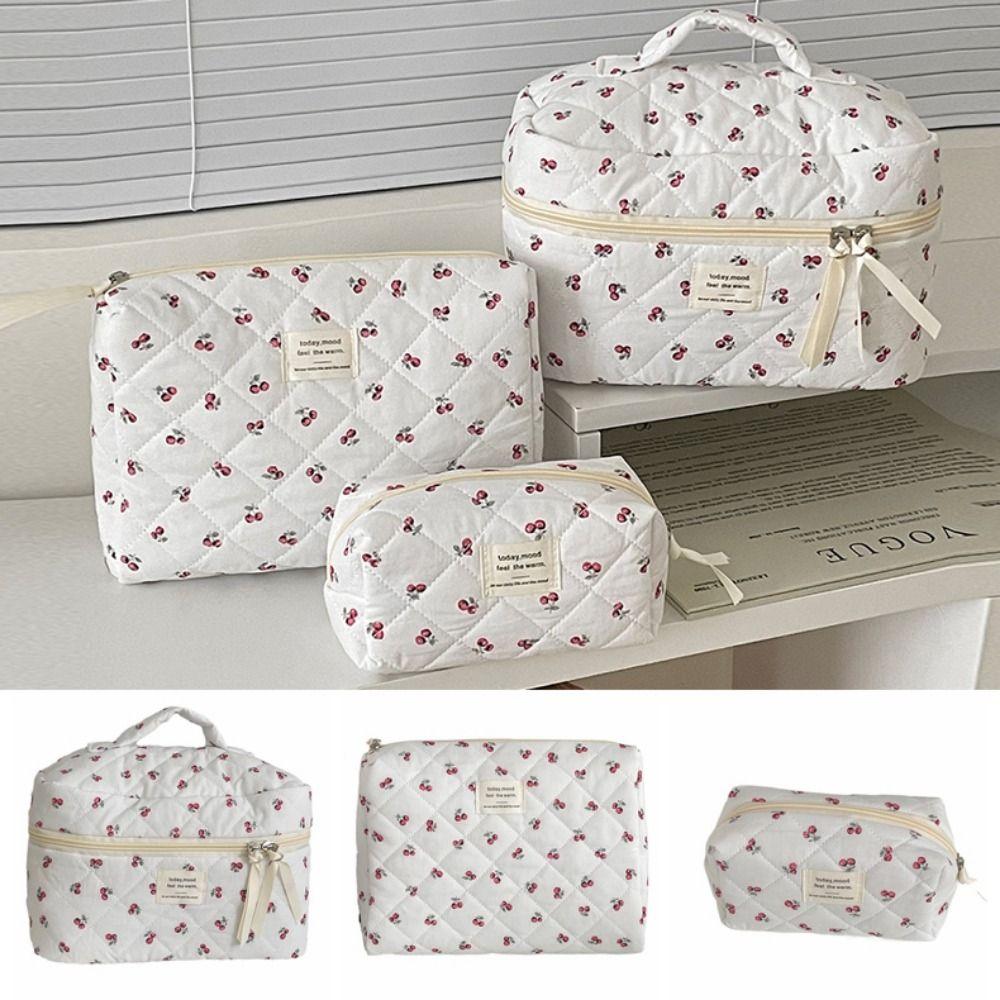 Floral Toiletry Cosmetic Pouch Flower Printed Makeup Lipstick Case Stationery Storage Bag  Casual