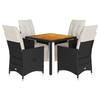 VidaXL Garden Dining Set Cushions 5pcs Black Wicker, Outdoor Dining Set, Furniture of 3276856