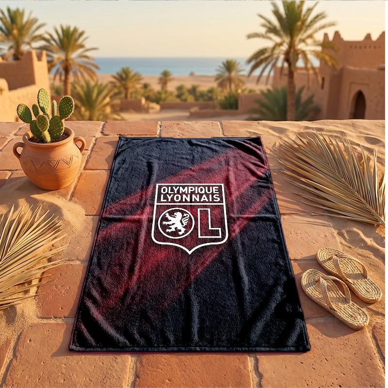 Lyon FC Baskılı Mikrofiber Plaj Havlusu Hızlı Kuruyan Emici Büyük Havlu Plaj Yüzme Seyahat İçin