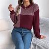 Women's Autumn and Winter Casual Checkered Long-sleeved Pullover Sweater