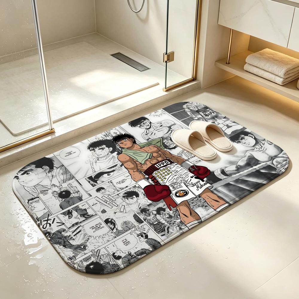 Hajime no Ippo Floor Mat Bedroom Carpet, Bathroom Foot Mat, Doormat, Non-Slip Absorbent Multi-Use