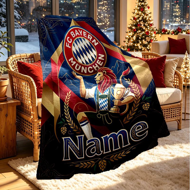 Custom Name Personalized FC Bayern Munich Print Blanket, Home Decor, Bedroom, Sofa, Camping, Couch, Gifts for Birthday Christmas