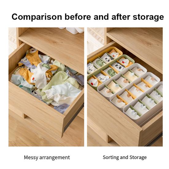 Drawer Storage Box, with Removable Partition Panel Container, Stackable Space Saving Storage Bin for Household