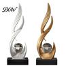 Elegant Craftsmanship Statue Abstract Decorative Sculpture with Clear Crystal Ball, Modern Flowing Curve Tabletop Decor Ball Table Centerpiece