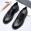 2025 New Soft Leather Men's Shoes Lace-up Round Head Business Casual Shoes Youth Versatile Platform Men's Leather Shoes 2025
