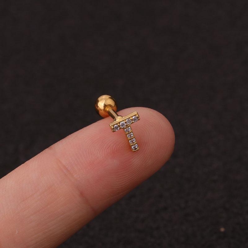Trendy 26 Letters Tragus Cartilage Earring Women Exquisite Tiny Initial Alphabet Name Helix Earring Piercing Jewelry Gift