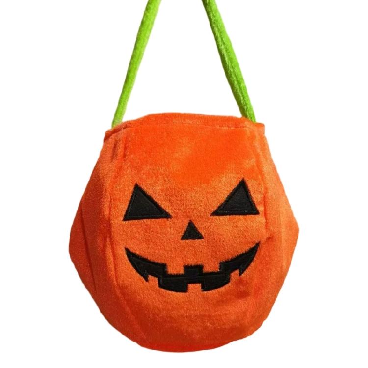 Traditional Velvets Pumpkin Candy Bag Seasonal Party Essential Storage Bag With Reinforced Handles Strong Fabric