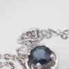 Used X301 Sapphire? Blue Spinel? THL STERLING 925 Engraved Pendant Necklace Diamond Style Glass Design Silver