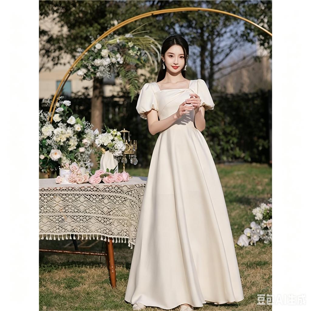 Champagne Color Elegant Fitted Graduation Dress For Women | Bridesmaid Gown | Perfect Wedding Dress