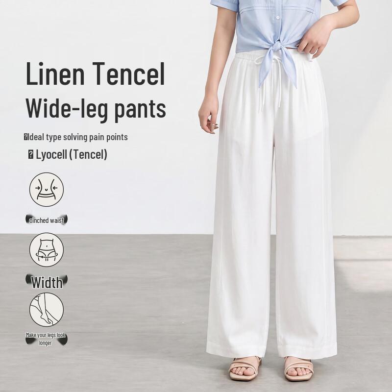 FivePlus Linen Tencel Wide-Leg Trousers M