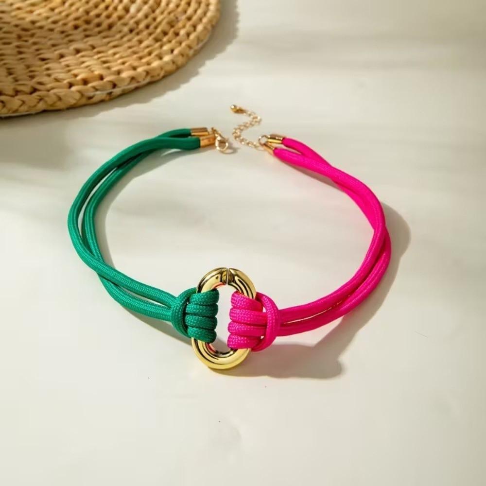 Two-Tone Braided Rope Necklace Adjustable Knotted Necklace Adjustable Choker Necklace Party Outfit