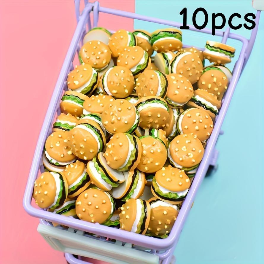 DIY Jewelry: A set of 10 mini hamburger beads made of resin material, perfect for DIY jewelry projects and home decor, making it