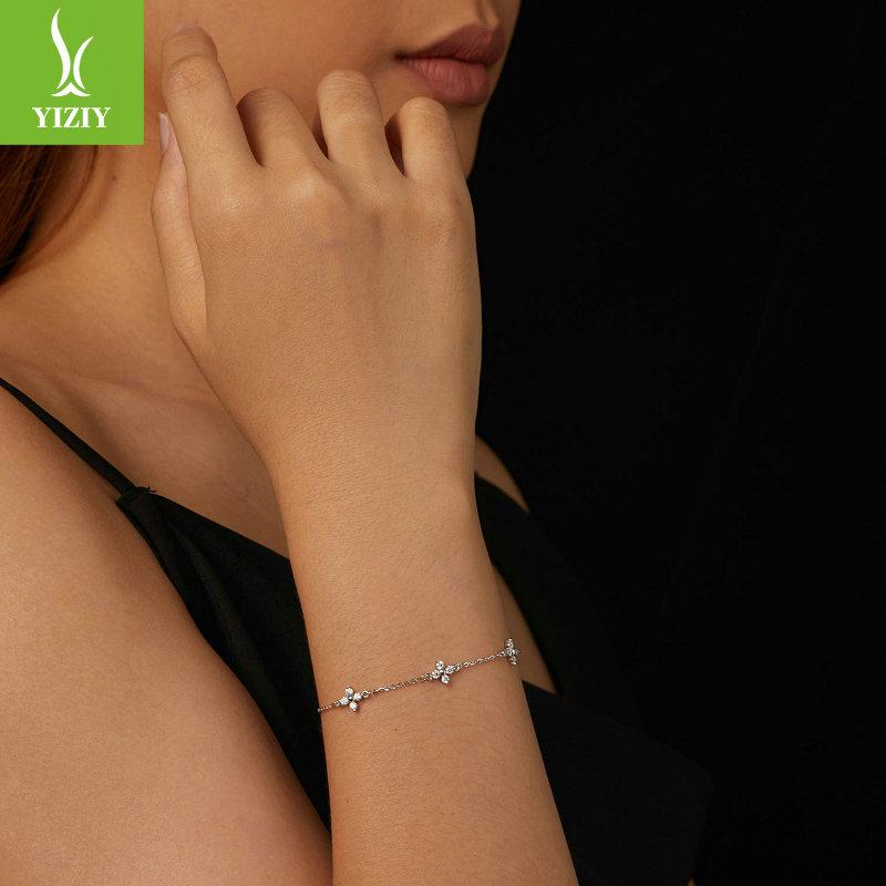 Small Fresh Four-Leaf Clover Mozzarella Bracelet, Exquisite And Versatile S925 Sterling Silver Lucky Bracelet.
