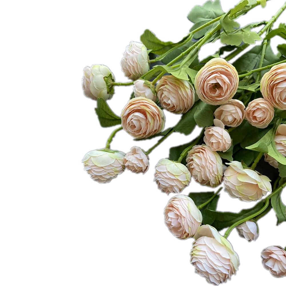 10pcs Artificial Ranunculus Asiaticus Flower Branch 3 Heads Silk Persian Buttercup Blossom for Floral Decoration Peony