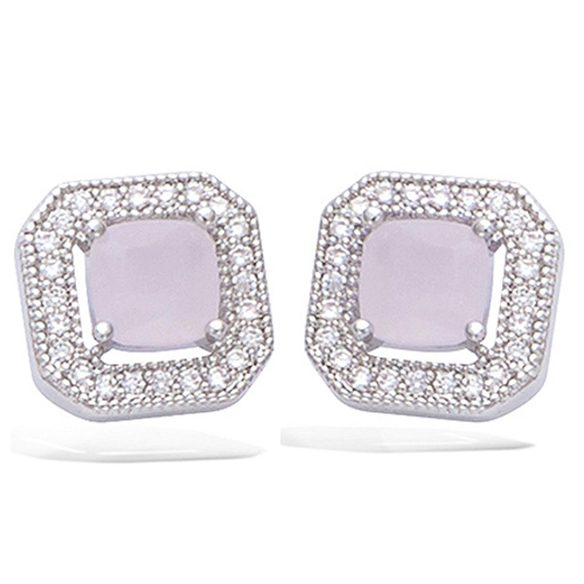 

Les Trésors De Lily [N6264] - Серебряные серьги Sissi розово-белые (родий) - 10x10 мм