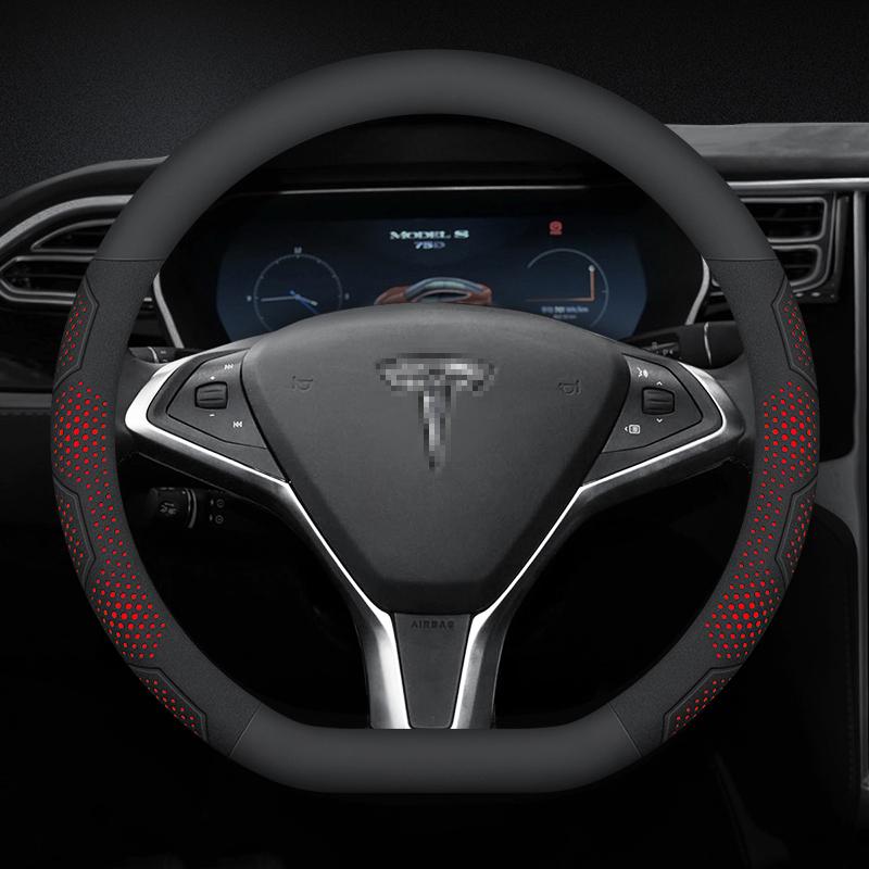 Carbon Fiber Suede Microfiber Leather Steering Wheel Cover for Tesla Model 3 Model Y Model S Model X Anti-slip Car Accessory