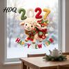 Static Window Clings Happy New Year Cling 2027 Crochet Sheep Snowflake Removable Glas Sticker Reusable Christmas Holiday Decoration Decal
