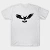 Men Black Print T-shirt Magpie In Flight No-Cut Transfer Paper Print Cotton Tshirt