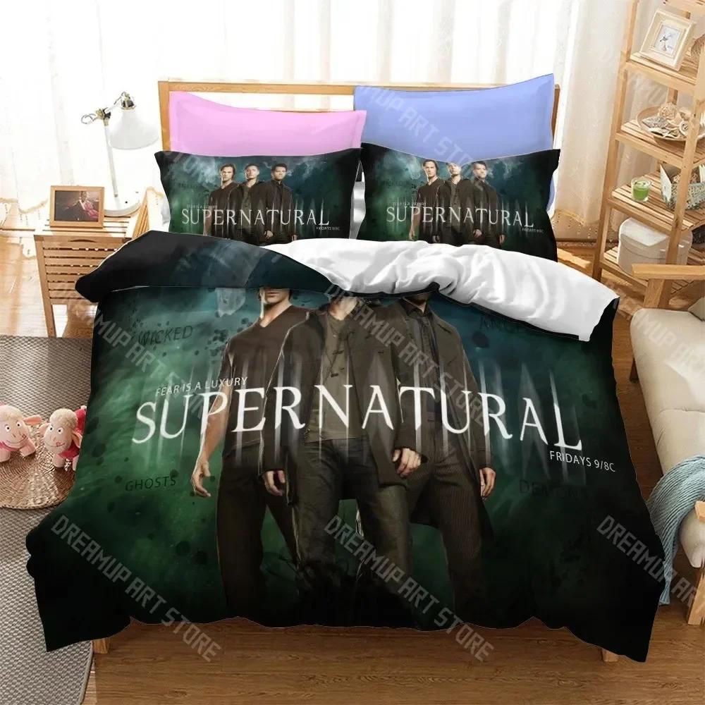 3D-print Populär TV-serie Supernatural Sängkläder Set Täcke 3D-print Lyxigt Påslakan Set Hemtextil Dekoration Queen King Enkel