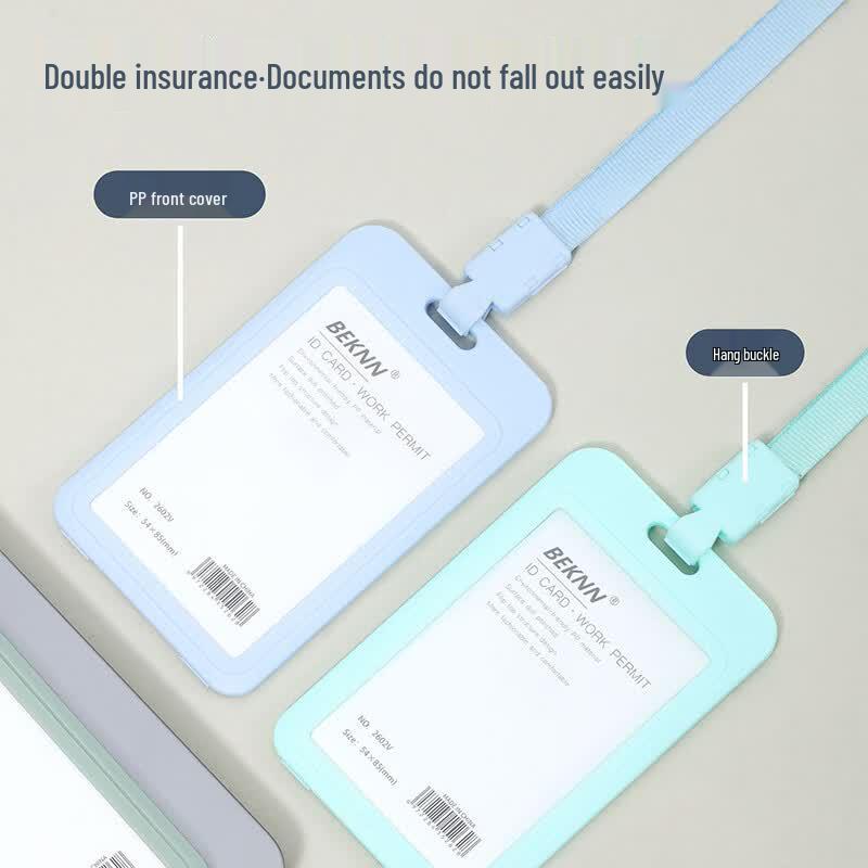 Morandi Color Vertical Work ID Card Holder with Lanyard