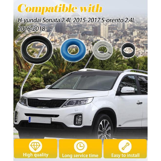 4-packs 35310-2GGA1 Fuel Injector Seal Repair Kit Compatible With Hyundai Sonata Kia Sorento 2.4L 2015-2018,Replace 35310-2GGA0