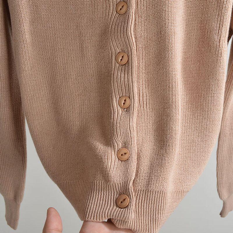 Fall New Arrival Pure Color round Neck Minimalist Single Breasted Knitting Cardigan Women's Clothes Loose Slim Looking Outer Long-Sleeves Outwear