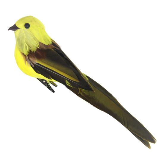 

Artificial Bird Three-dimensional Eyes Long Tail Realistic Colorful Fake Animal Bird Garden Prop Decoration for Home жёлтый