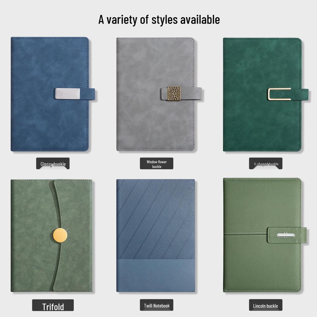 Custom Logo A5 Leather Notebook with Buckle - Thick, Soft, Business Stationery In a Gift Box Souvenir