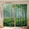 2pcs Ink Bamboo Forest Print Curtains - Rod Pocket Design   Light Filtering & Privacy Enhancing   Durable Polyester Microfiber for