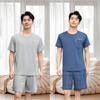 Herren Sommer Kühlendes Pyjama-Set - Kurzarm und Shorts, Lässige und Leichte Hauskleidung