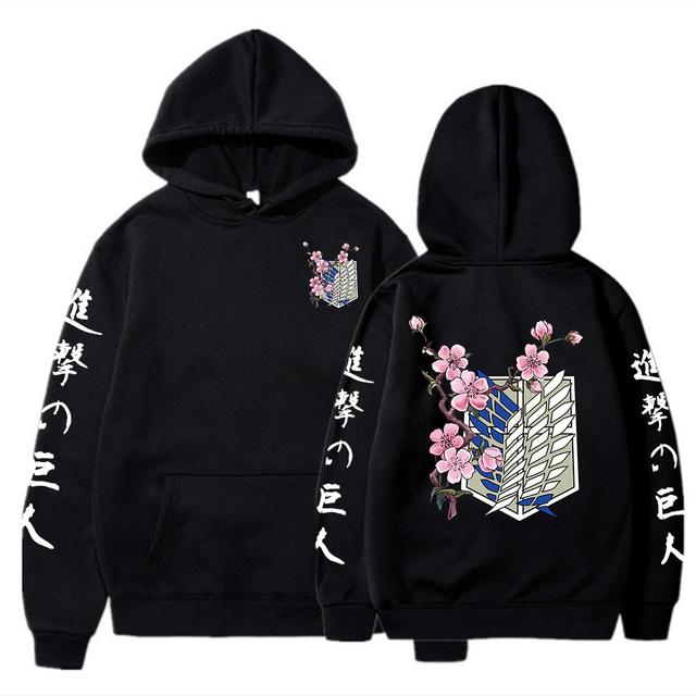 Japanese Anime Graphic Hoodies Men Attack On Titan Pullover Sweatshirt Unisex